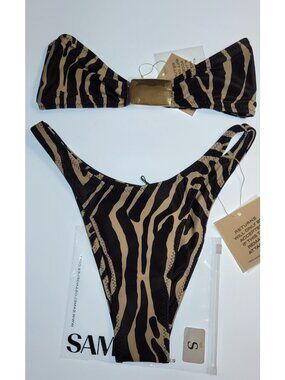 SAME Los Angeles Bikini Two Piece Size S Womens Zebra Print Top /Bottom Modern